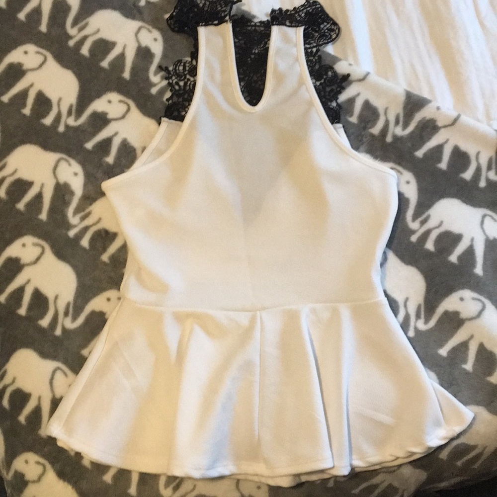 Black and White High Neck Top - Picture 3 of 4